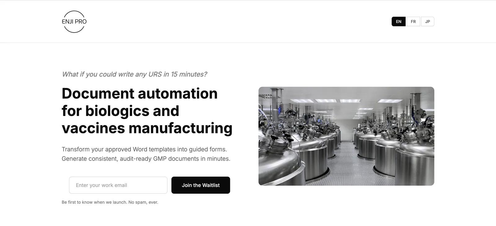 EnjiPro — automatisation documentaire pour la fabrication de biologiques et de vaccins