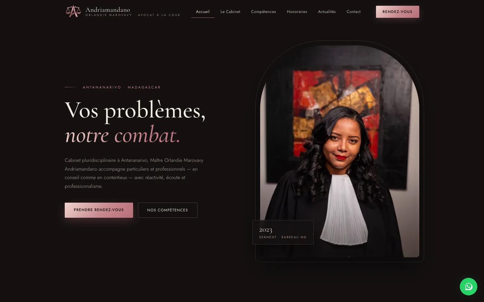 Le site du Cabinet d'Orlandie — avocate au Barreau de Madagascar, à Antananarivo